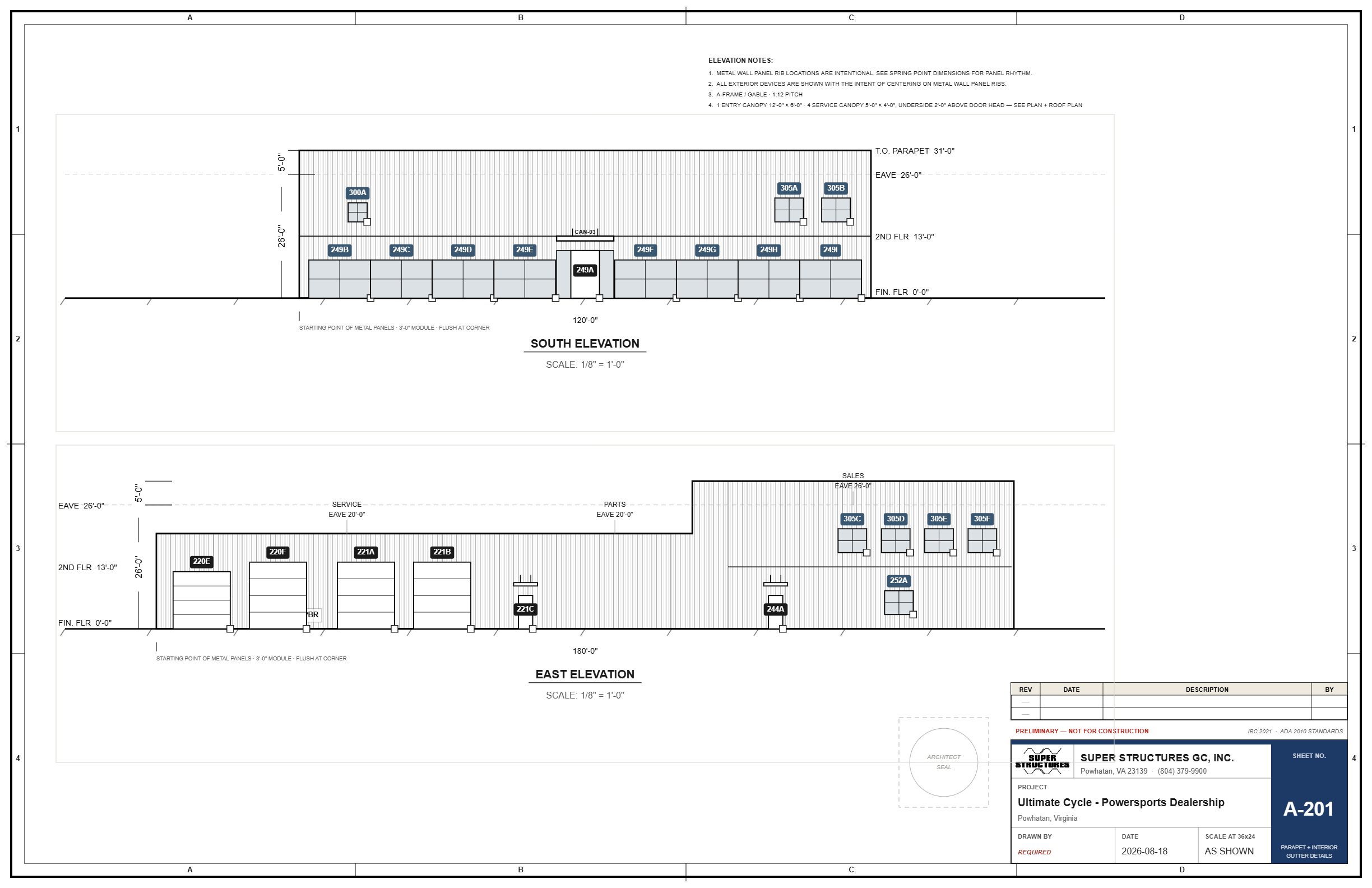 Exterior elevations